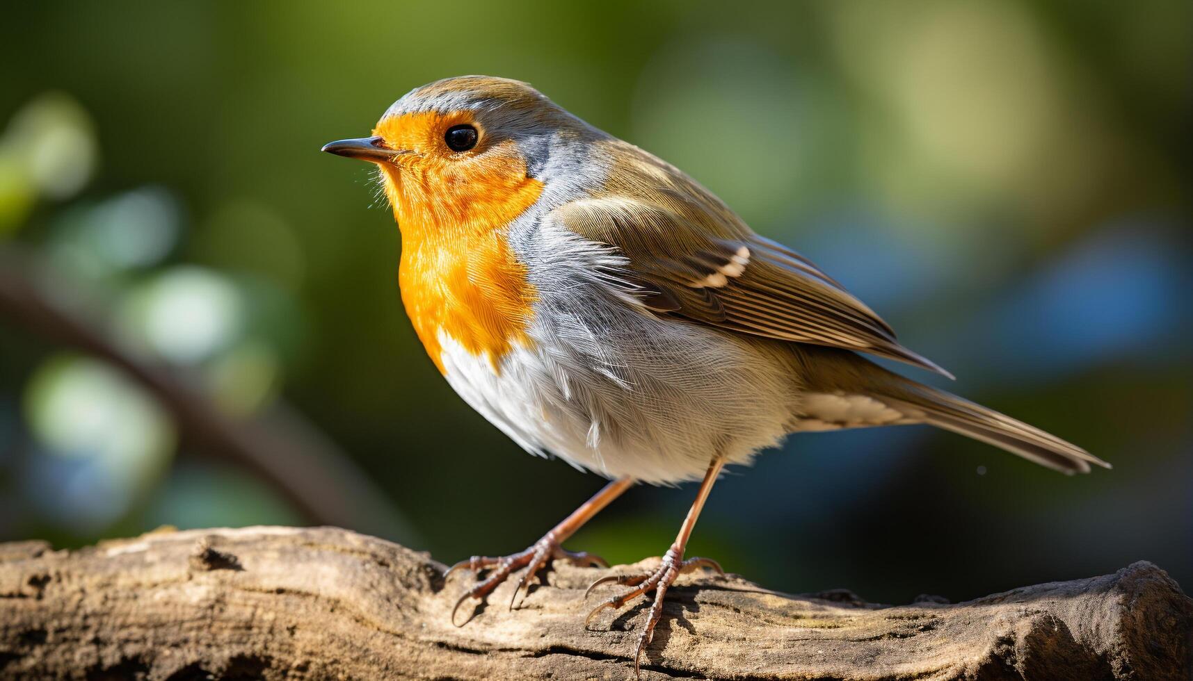 AI generated Cute yellow songbird perching on branch, looking at camera generated by AI photo