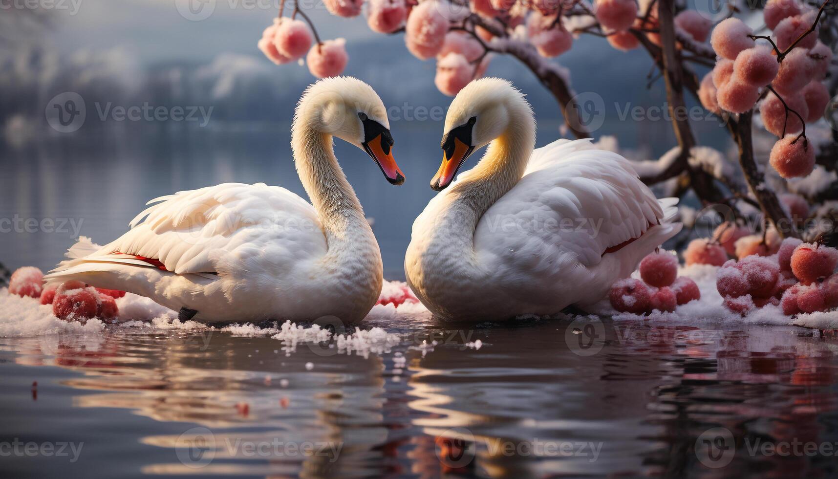 AI generated Swan elegance reflects in tranquil water, nature beauty mesmerizes generated by AI photo