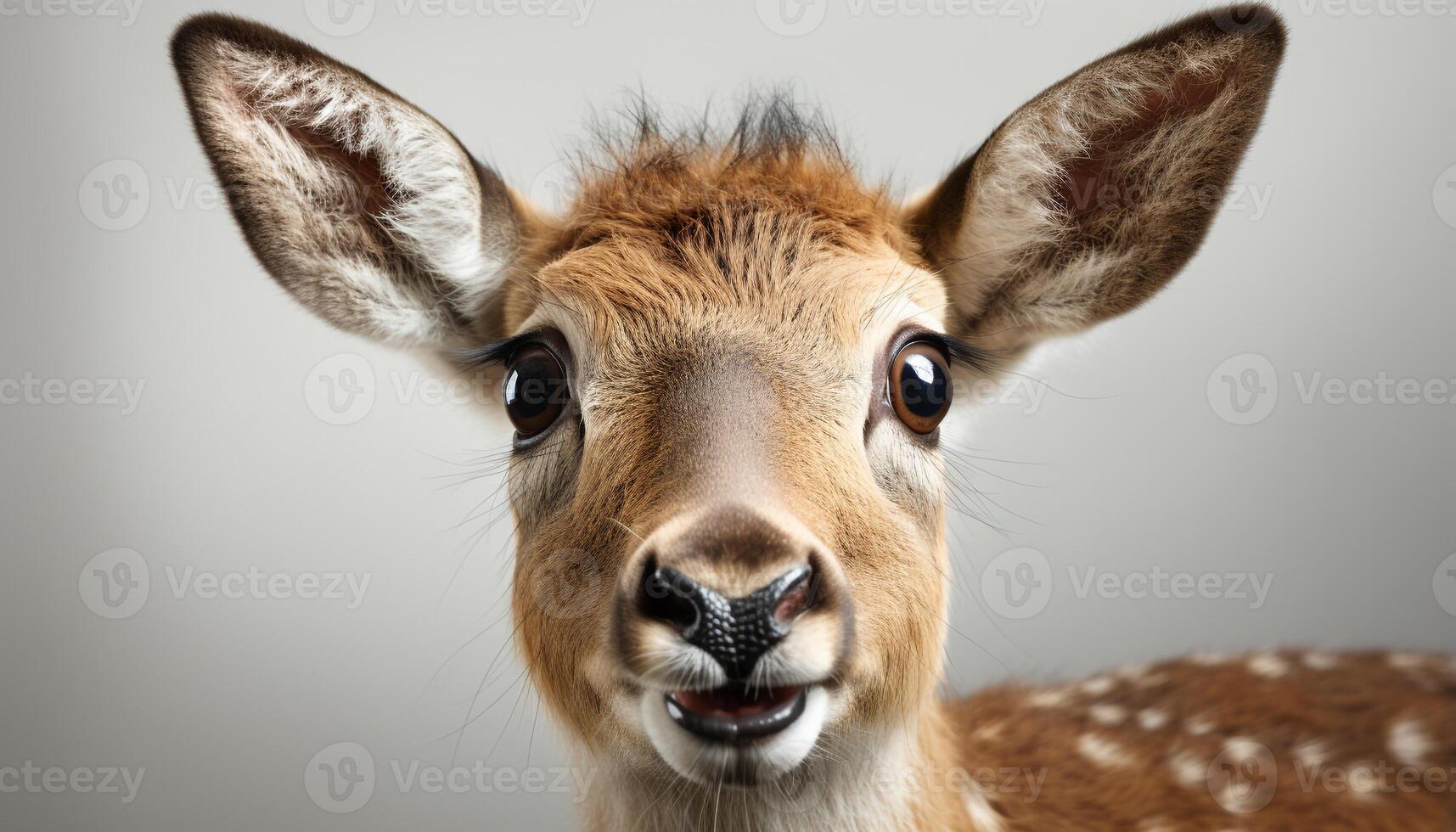 AI generated Cute deer looking at camera, on white background generated by AI photo