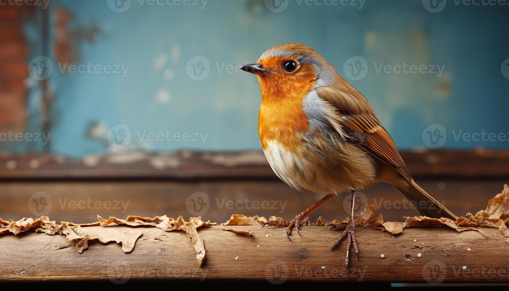 AI generated A cute small bird perching on a branch in winter generated by AI photo