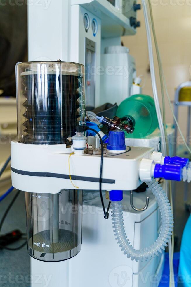 Lungs ventilation with oxygen. COVID-19 and coronavirus identification. Pneumonia diagnosing. Pandemic. photo