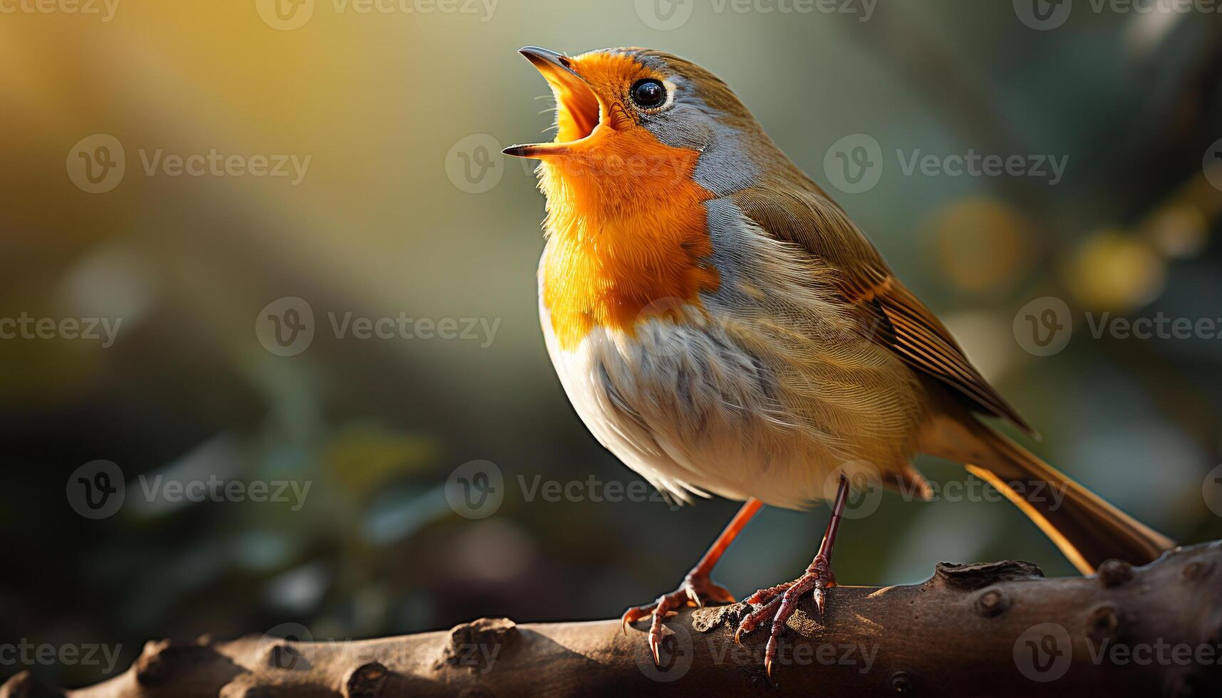 AI generated A cute yellow bird perching on a branch in nature generated by AI photo