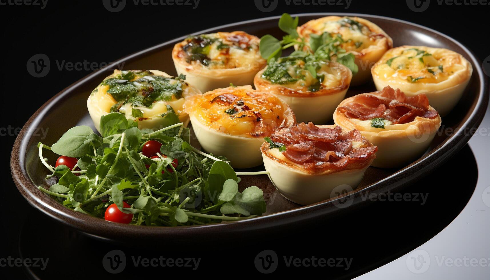 AI generated Freshness and gourmet meal salad, appetizer, close up on plate generated by AI photo