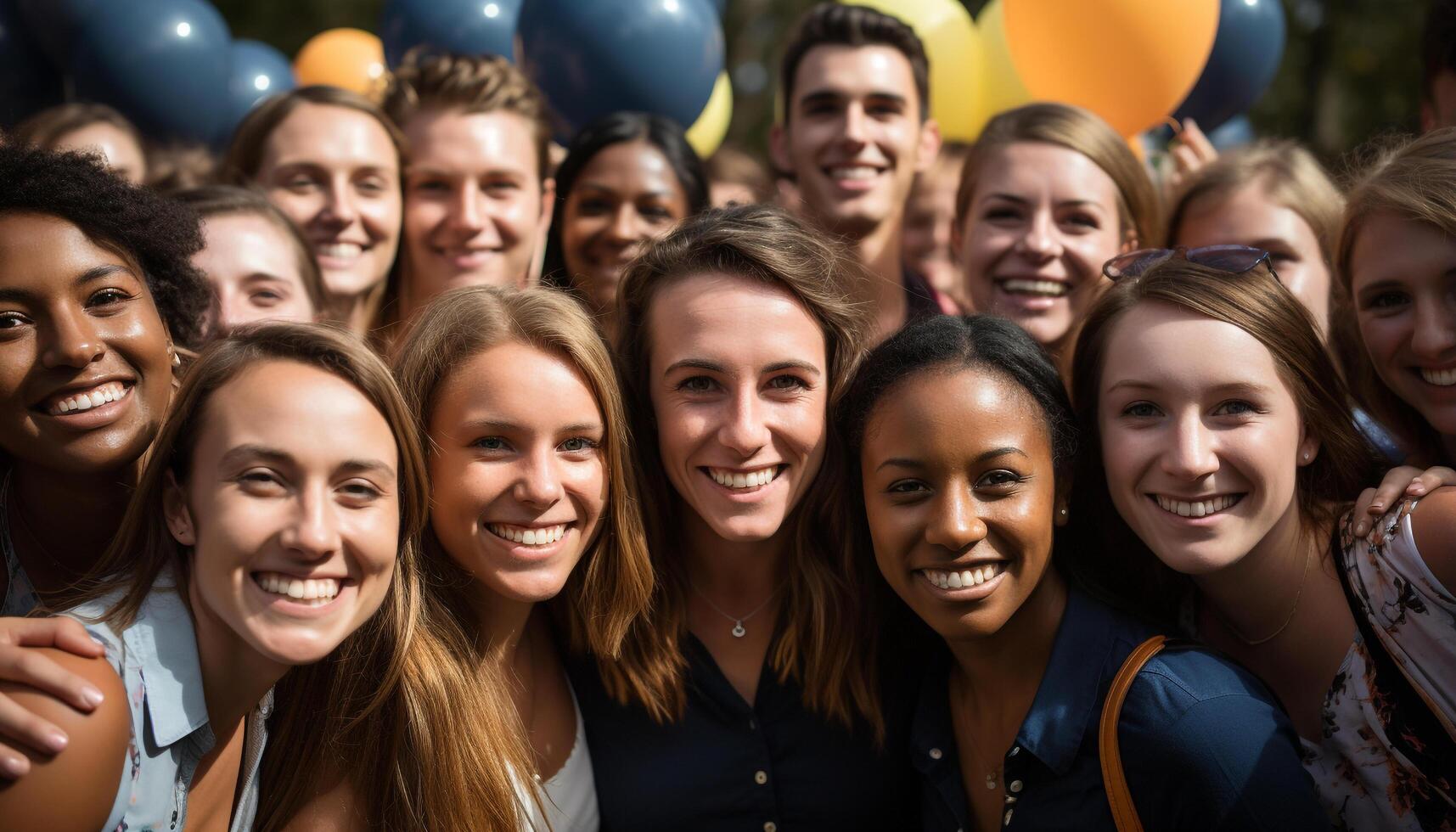 AI generated A cheerful group of young adults enjoying a summer party generated by AI photo