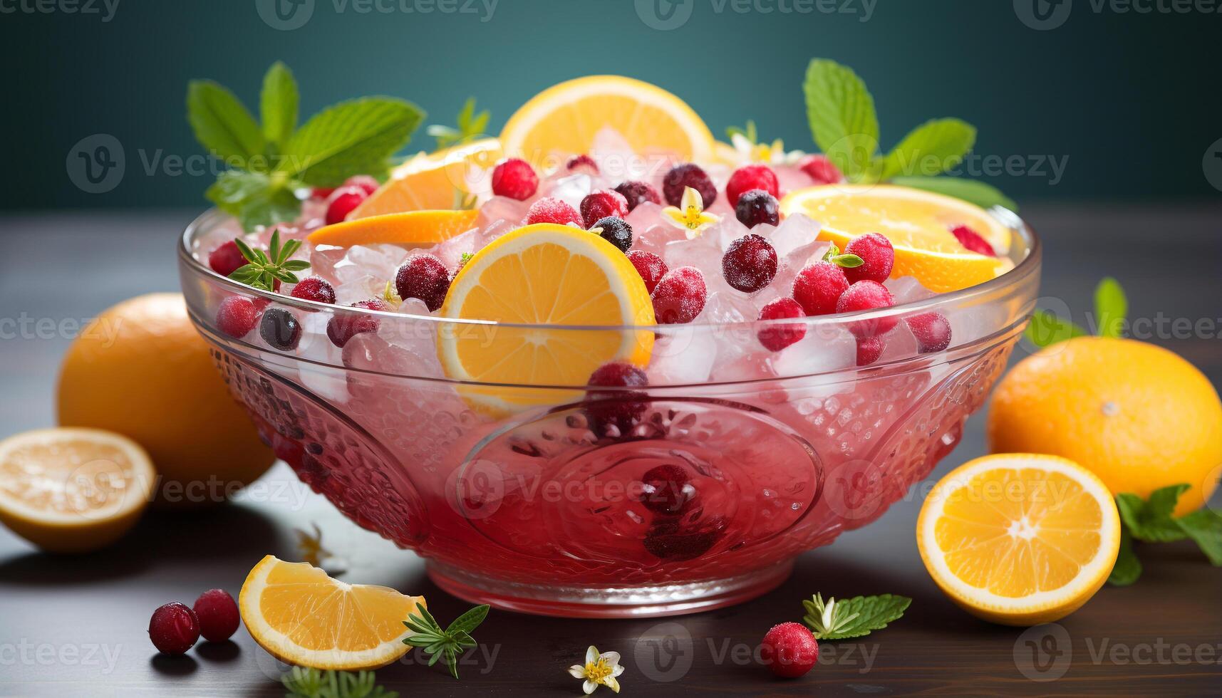 AI generated Freshness and nature in a healthy summer dessert bowl generated by AI photo