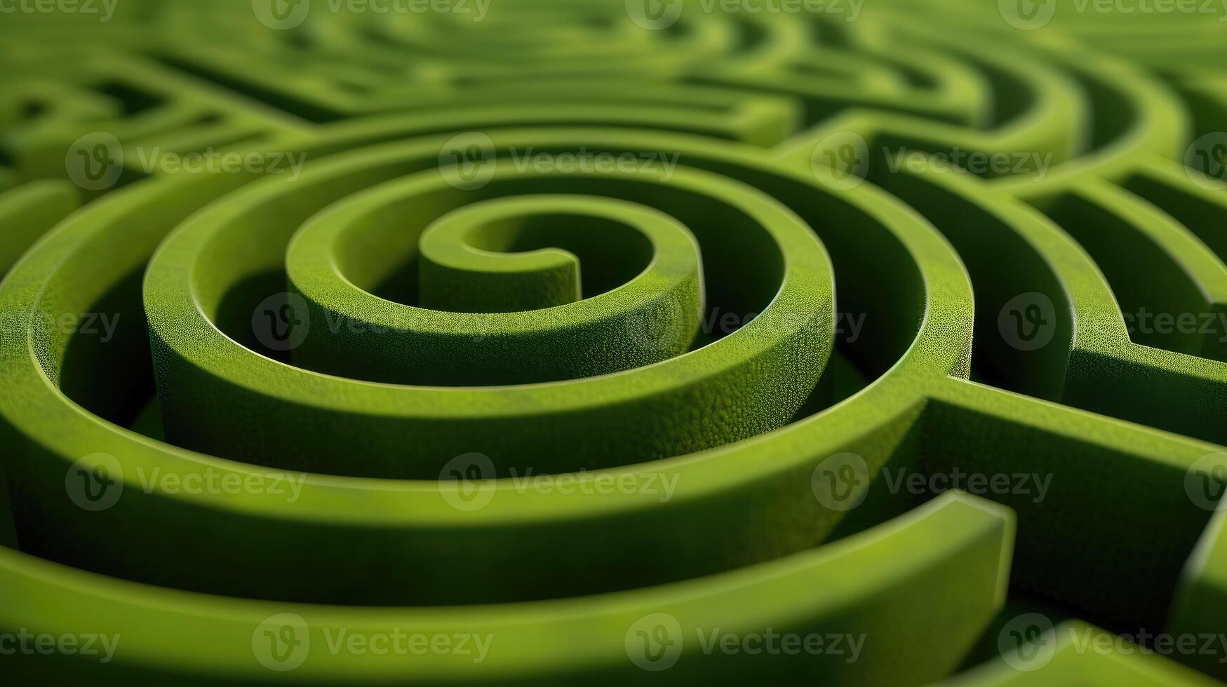 AI generated Traverse through a vibrant green maze leading to a circular center, Ai Generated. photo