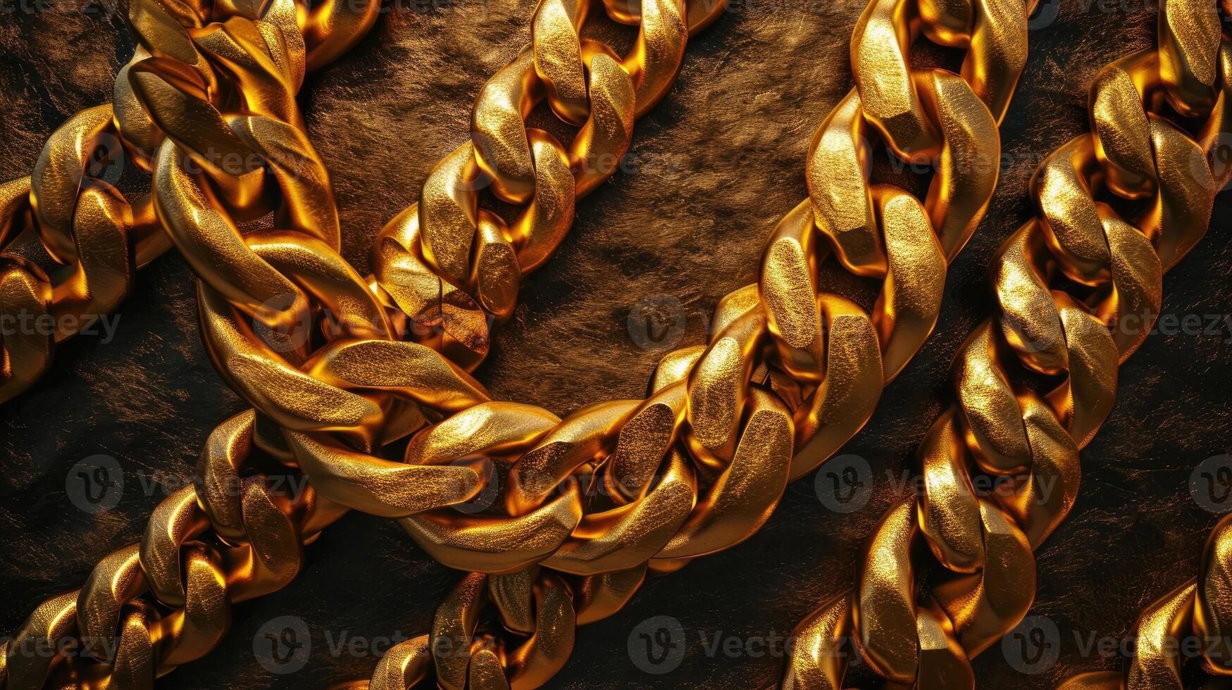 AI generated Stunning golden braided chain gleams against a dark backdrop, exuding luxury and opulence. Ai Generated. photo