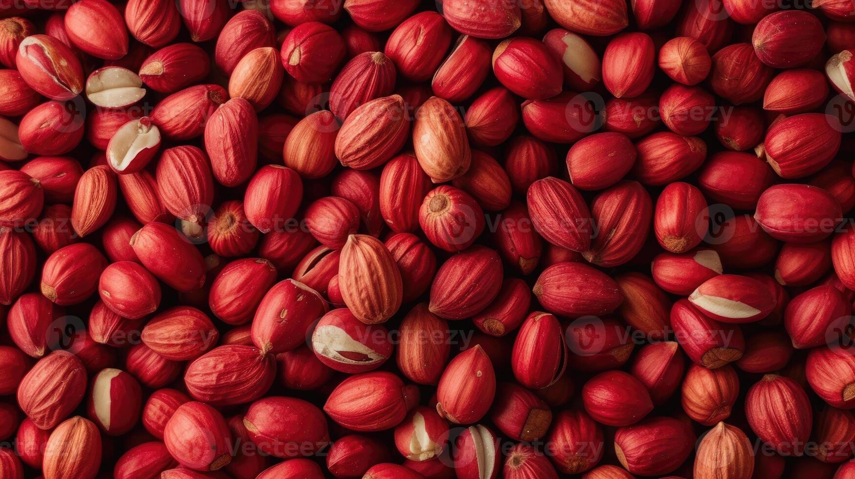 AI generated Dive into the rich hues of a panoramic view featuring red unpeeled peanuts. Ai Generated. photo