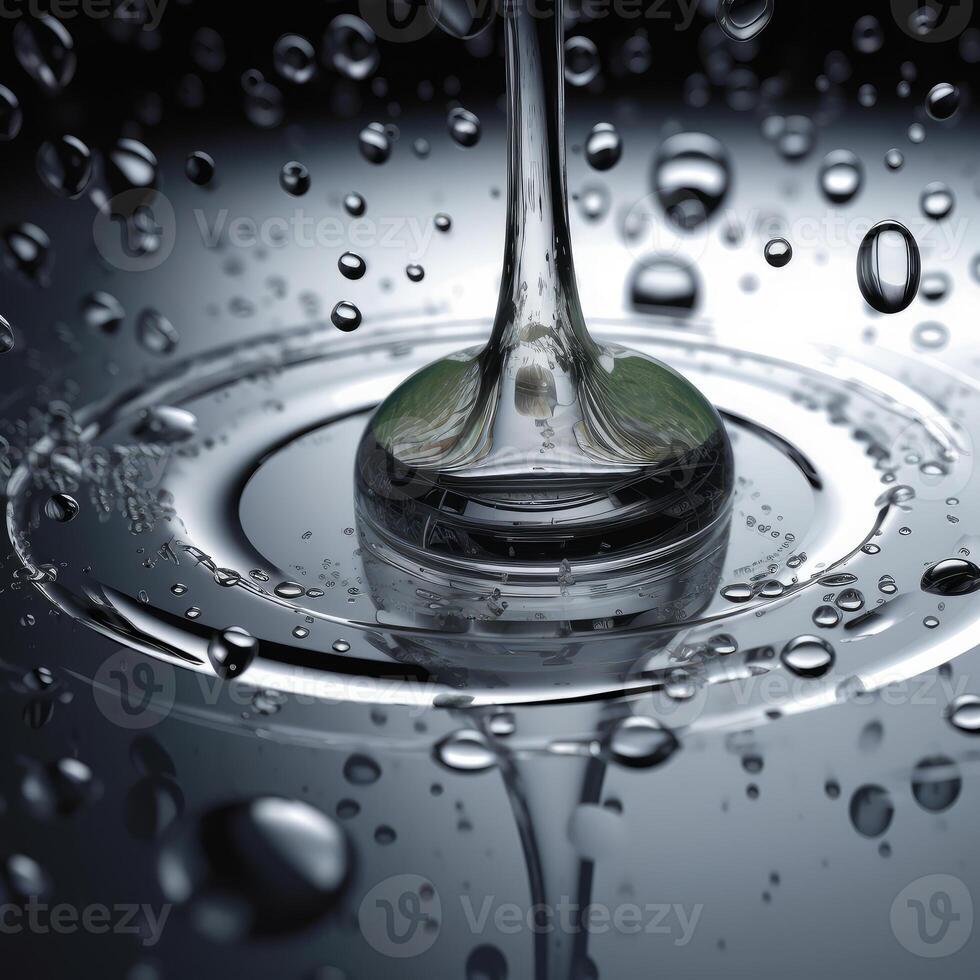 AI Generated Drop of water. Water droplet on black background photo