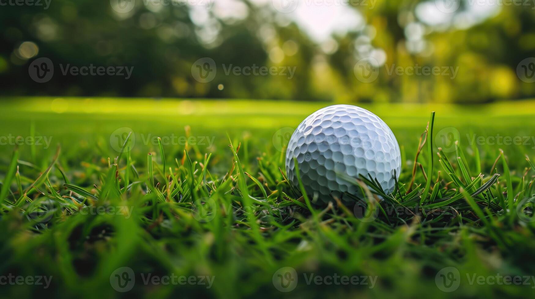 ai generado golf pelota de cerca en césped, detallado ver de Deportes precisión. ai generado. foto