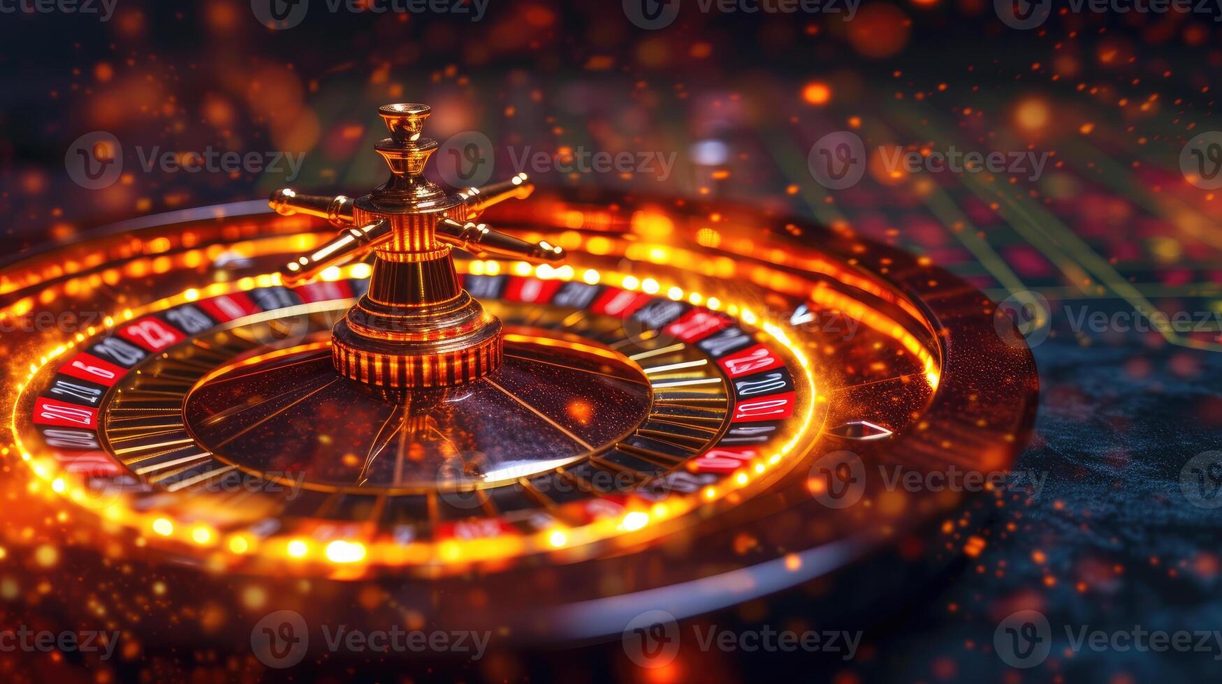 AI generated Elegant roulette set against a dark backdrop, featuring space for logo inscription. Ai Generated photo