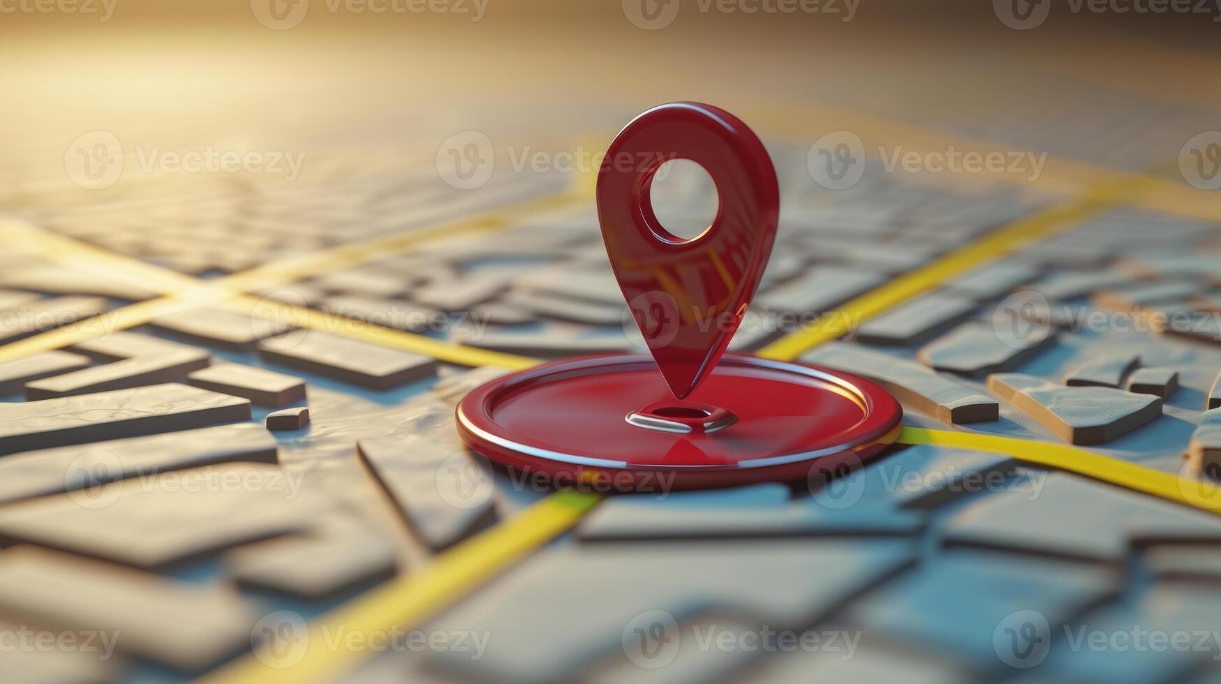 AI generated 3D map showcasing travel destinations with locator mark and navigation icons. Ai Generated. photo