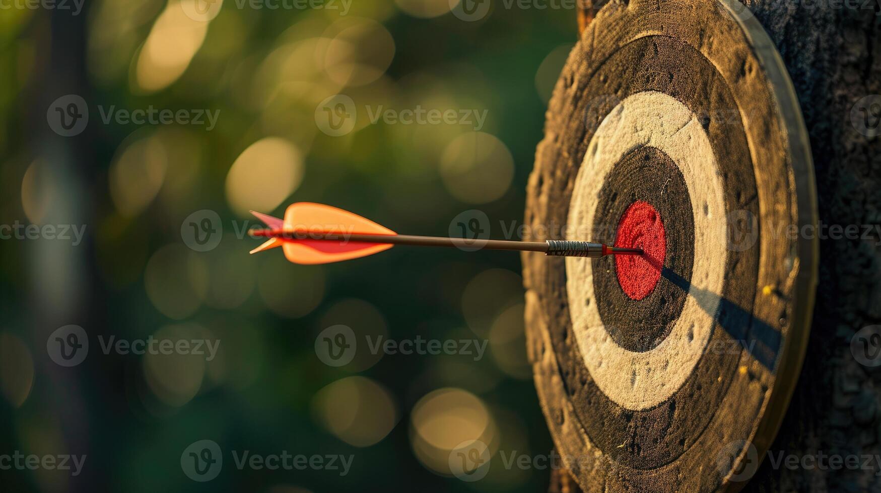 AI generated an arrow pierces the middle of the target. Precision accomplishment, Ai Generated. photo