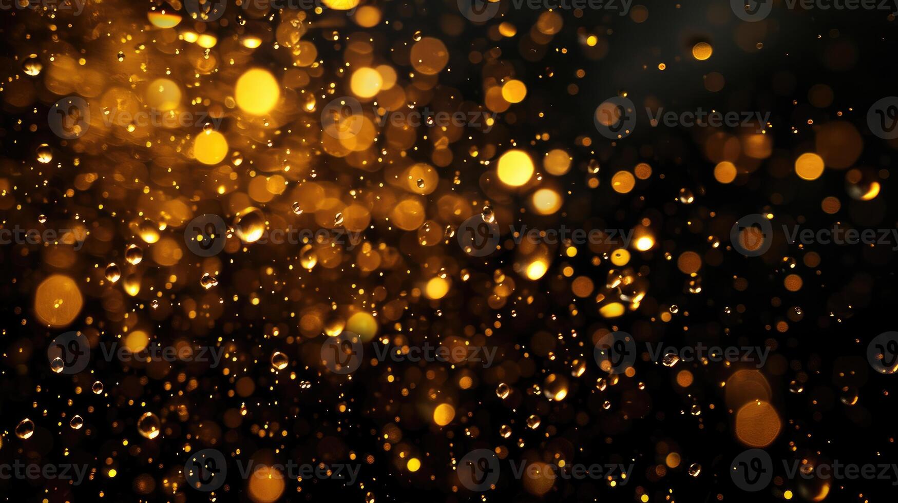 AI generated Luxurious golden confetti cascades elegantly against a sleek black background. Ai Generated. photo