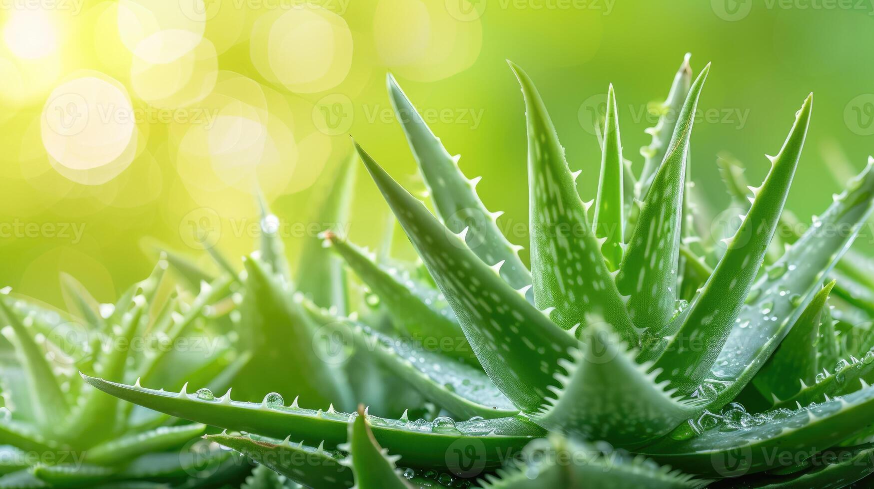 AI generated Fresh aloe vera leaves, nature's pharmacy in vibrant green, brimming with healing potential, Ai Generated. photo