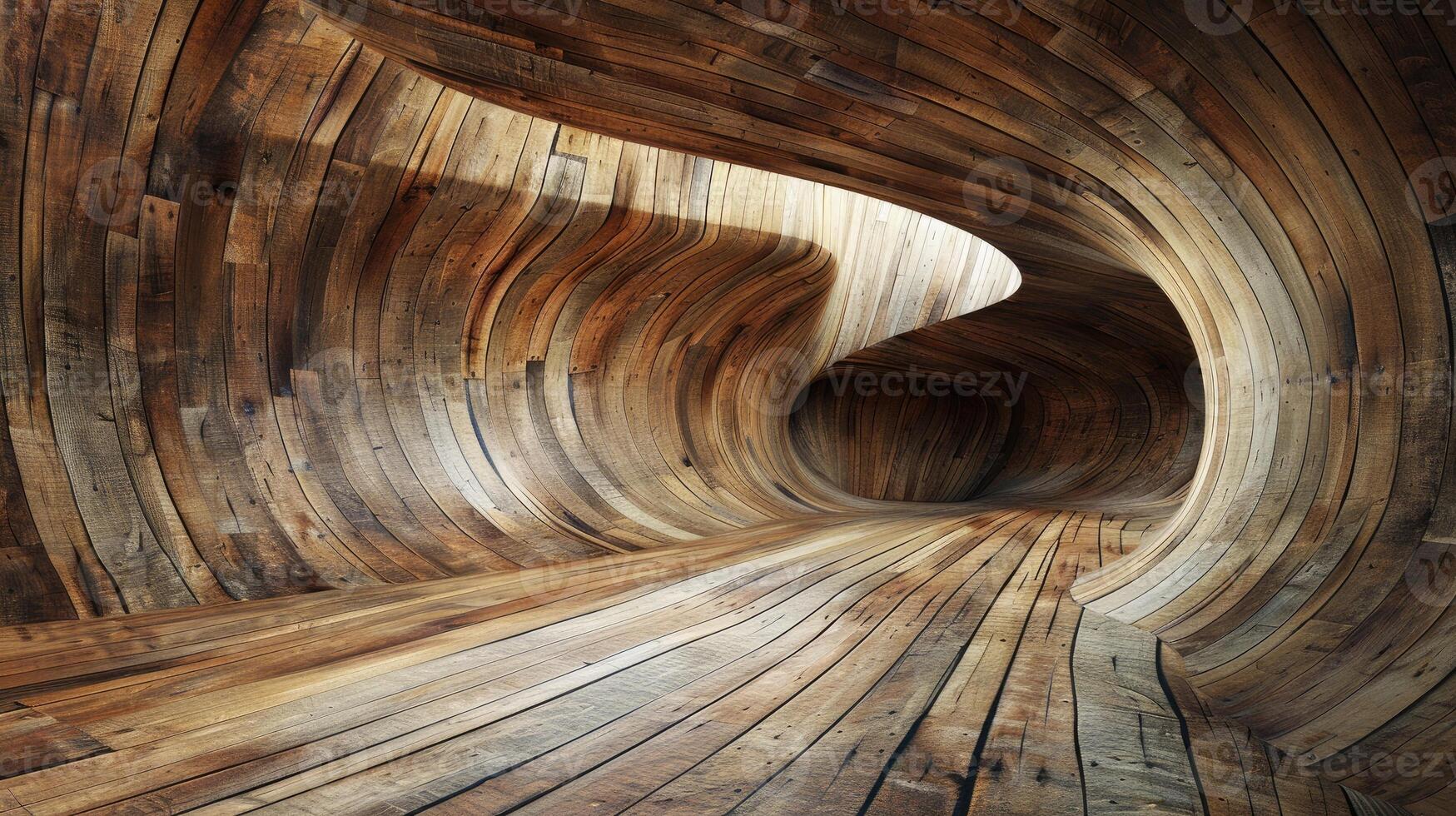 AI generated gracefully curved wooden backdrop. Ai Generated. photo