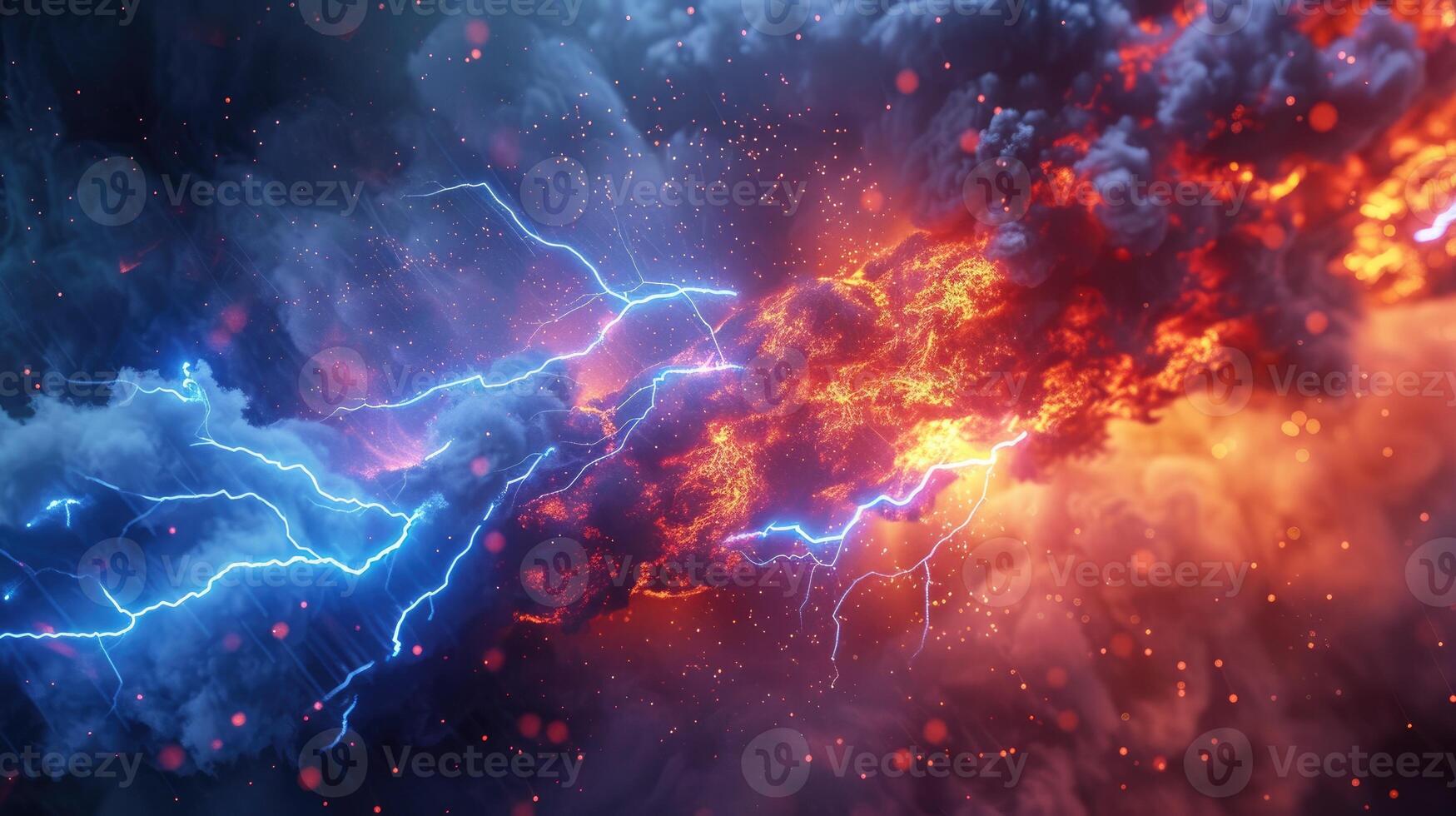 AI generated Electrify your design with a colored 3D rendering of a lightning strike element. Ai Generated. photo