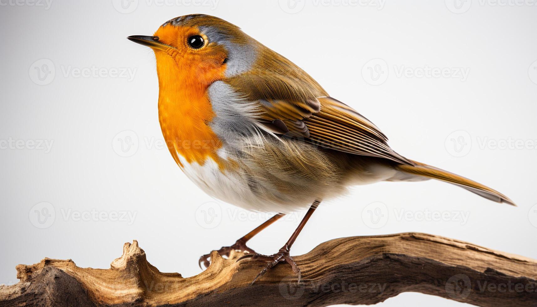 AI generated Cute bird perching on branch, singing in winter snow generated by AI photo