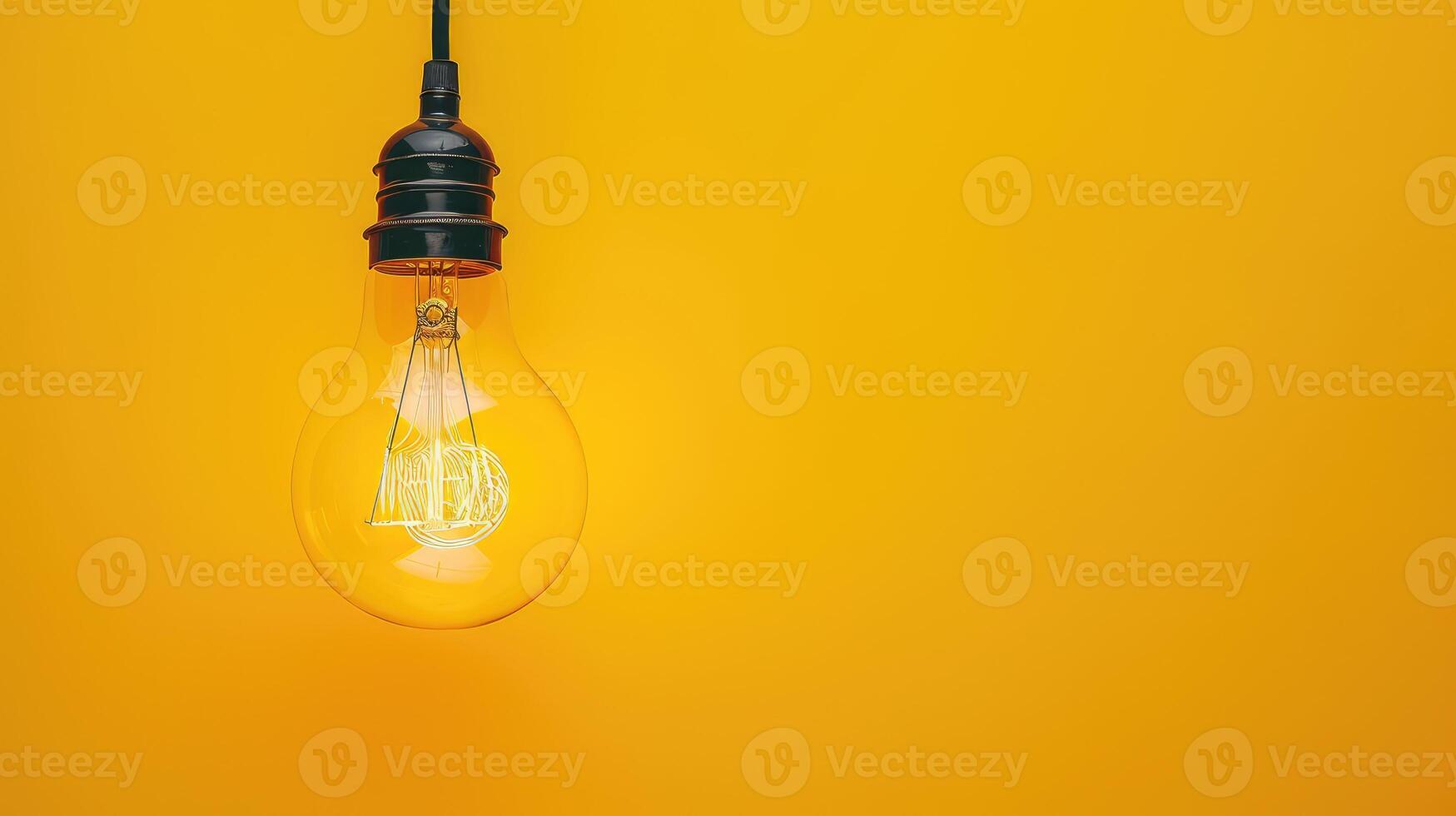 AI generated Vintage and fashionable Edison lamp showcased against a bright yellow background, Ai Generated. photo