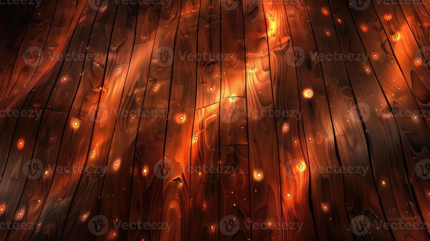 AI generated Wooden background with a gentle curve adorned by glowing embers. Ai Generated photo