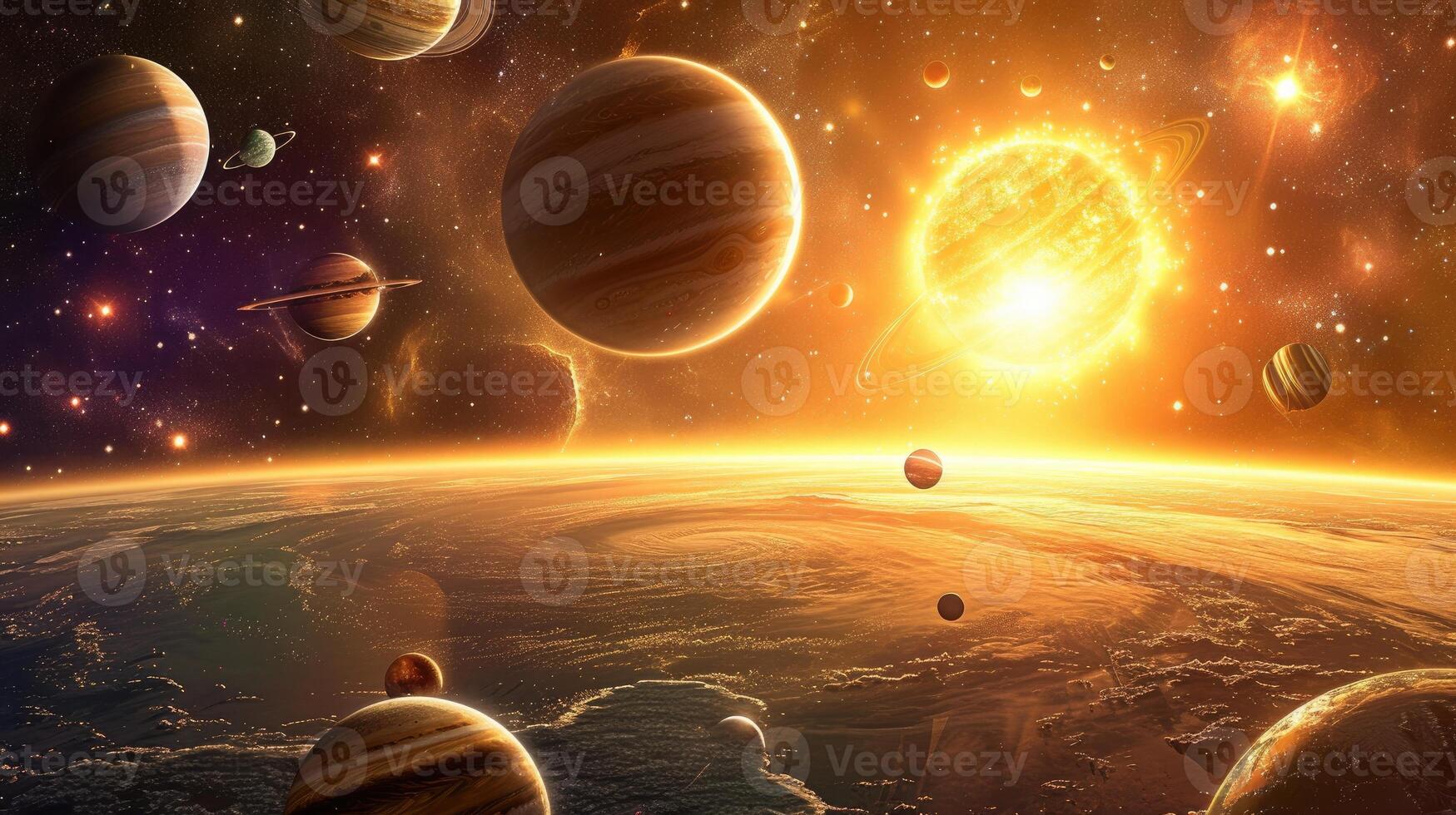 AI generated Behold the majestic panorama of the solar system from the outer rim. Ai Generated photo