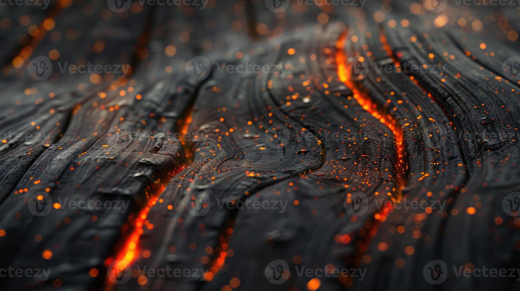 AI generated Wooden background with a gentle curve adorned by glowing embers. Ai Generated photo