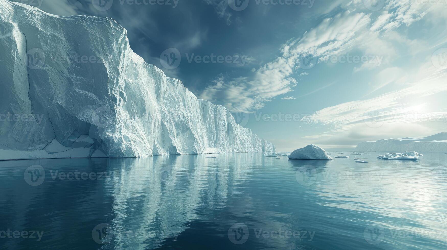 AI generated Arctic nature reveals an iceberg from a glacier, a frozen masterpiece in Greenland, Ai Generated. photo