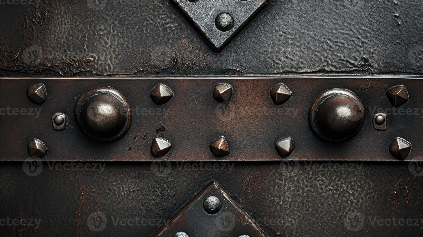 AI generated Robust steel plate adorned with rivets for industrial durability. Ai Generated photo