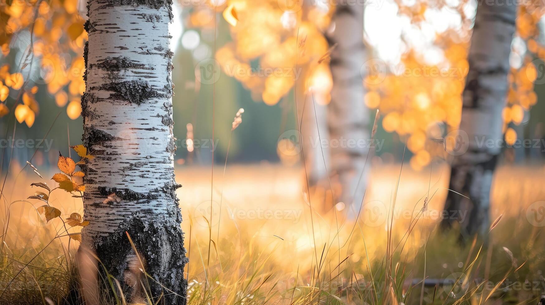 ai generado abedul bañador estar alto en un campo, un bokeh antecedentes agrega un soñador seducir, ai generado. foto