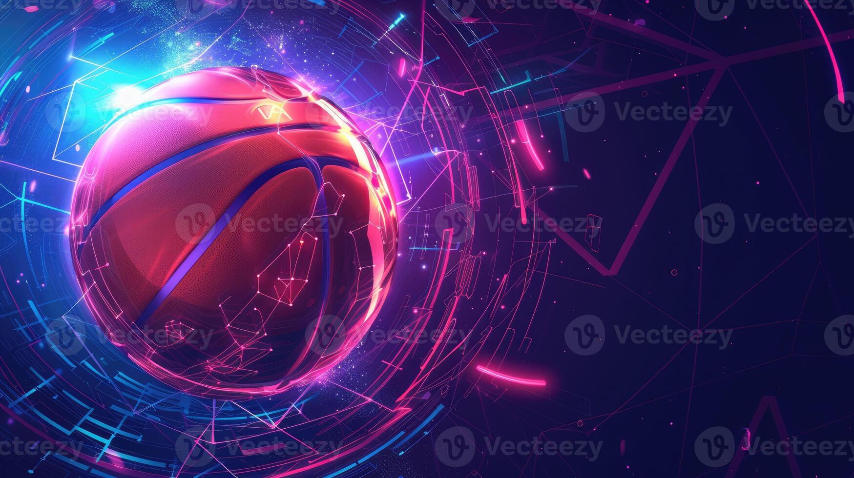 AI generated glossy design featuring basketball. Dynamic visual appeal, Ai Generated. photo