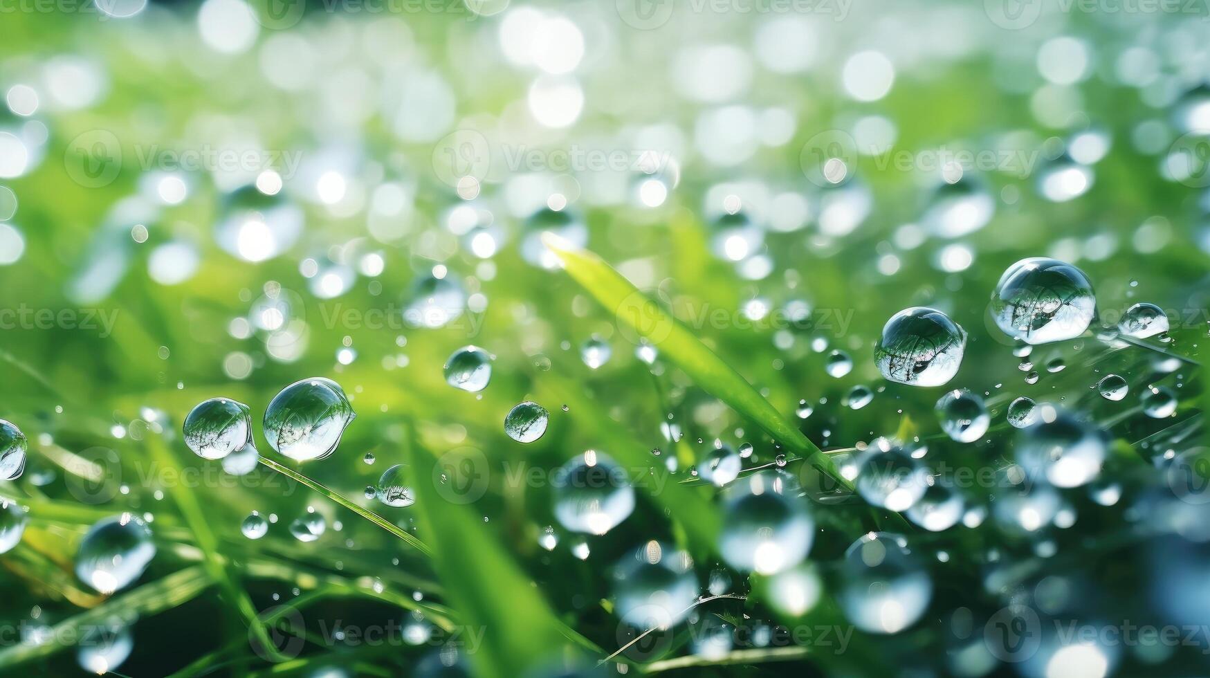 AI generated Raindrops create artistic ripples on the ground, crafting a cool summer backdrop. Ai Generated photo