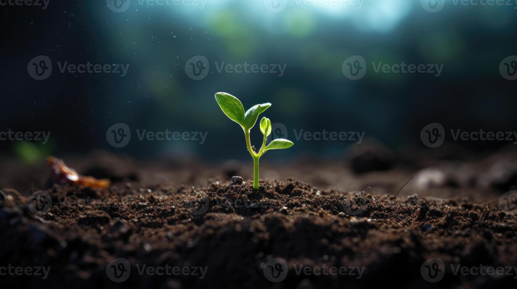AI generated A small green sprout breaks through the ground, symbolizing the beginning of new life and growth. Ai Generated. photo