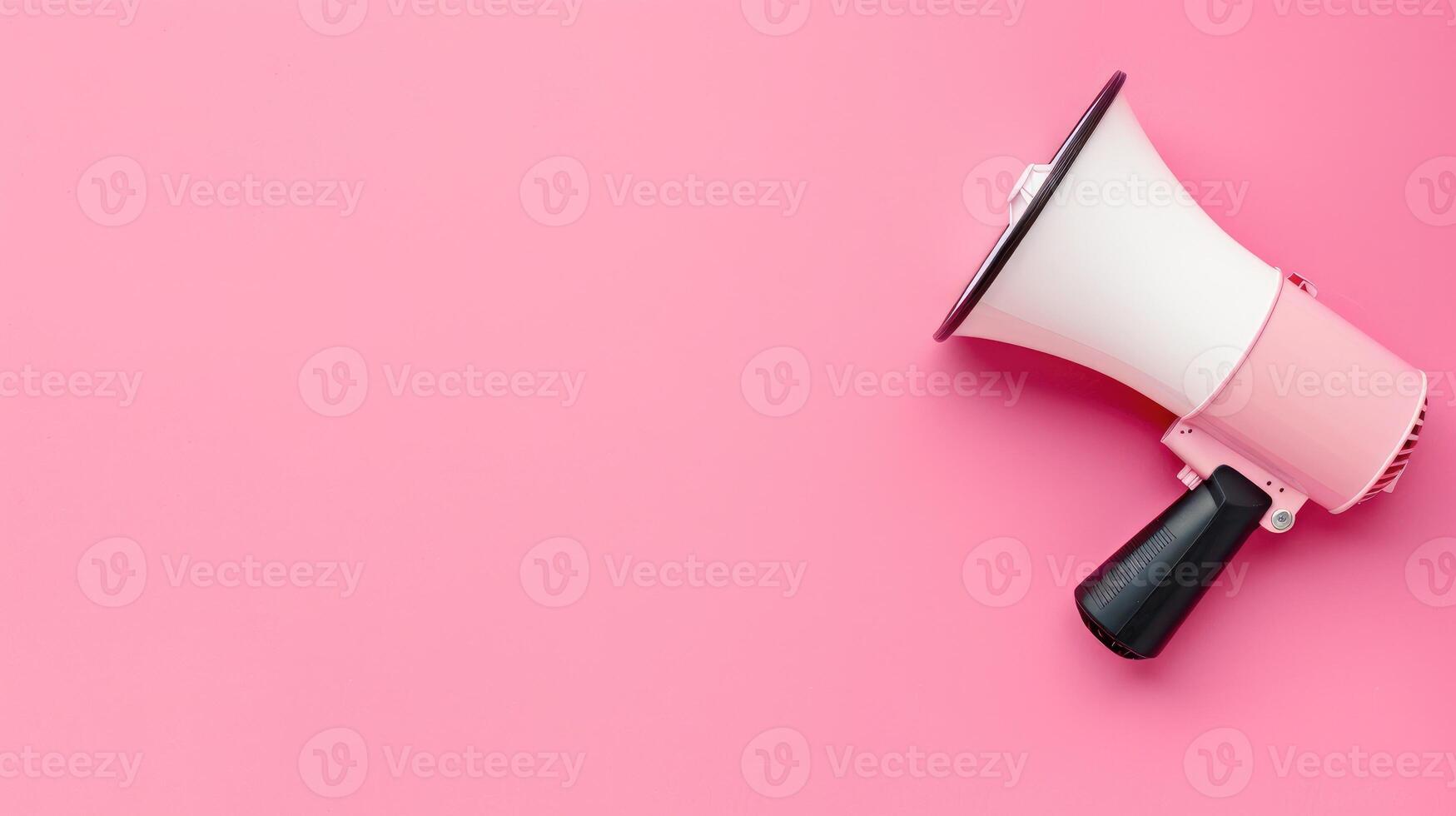 AI generated Boost your business by sharing the love Vibrant paper cup megaphone on pink backdrop. Refer a friend, Ai Generated. photo