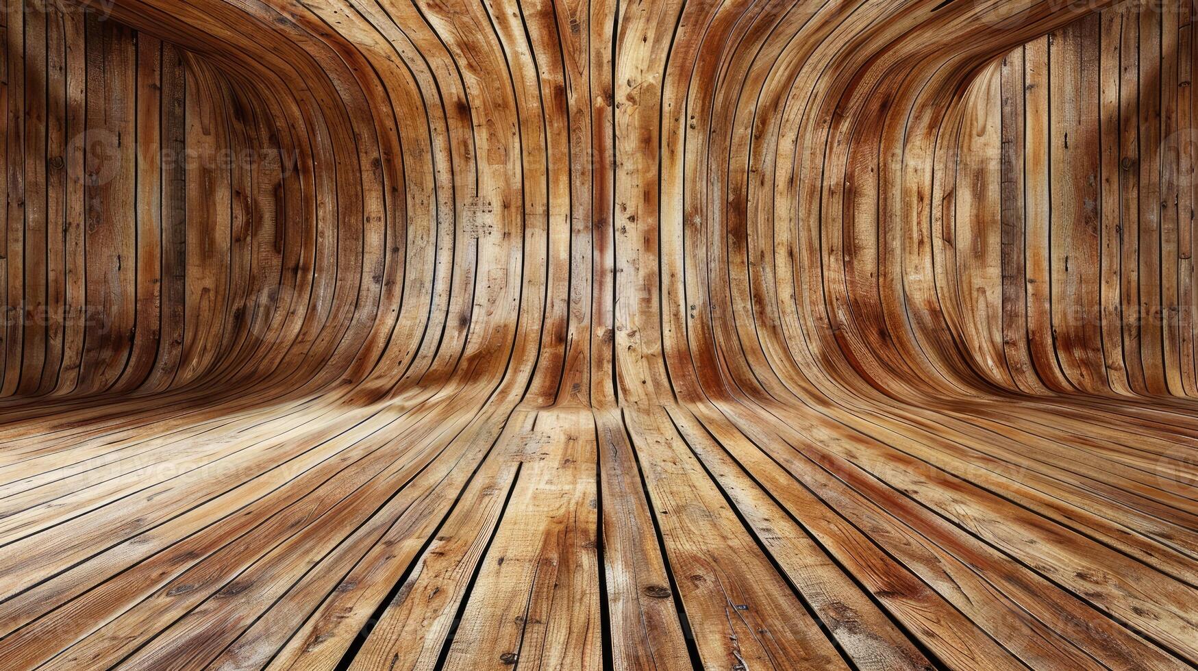 AI generated gracefully curved wooden backdrop. Ai Generated. photo