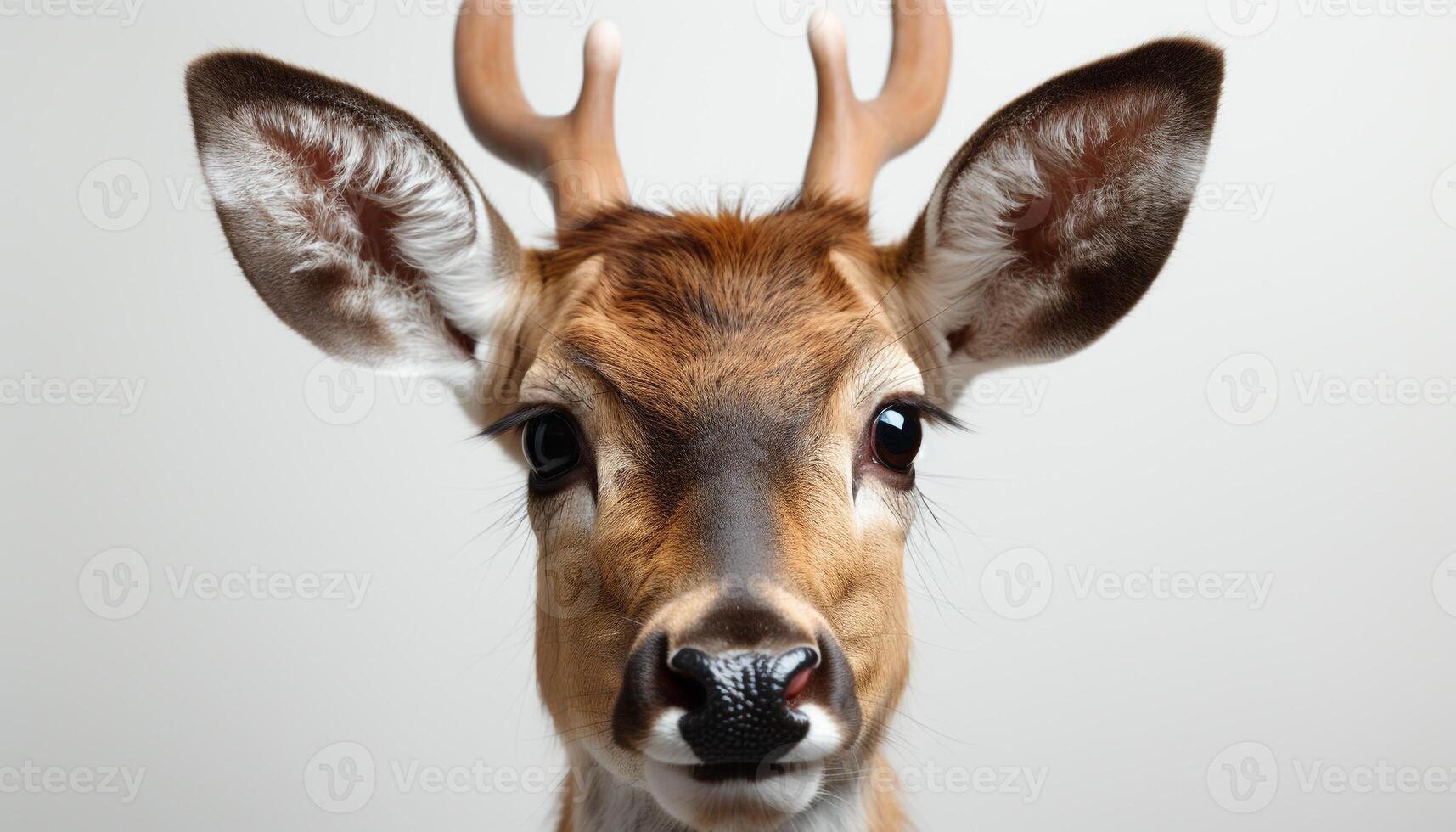 AI generated Cute deer looking at camera, nature portrait on white background generated by AI photo