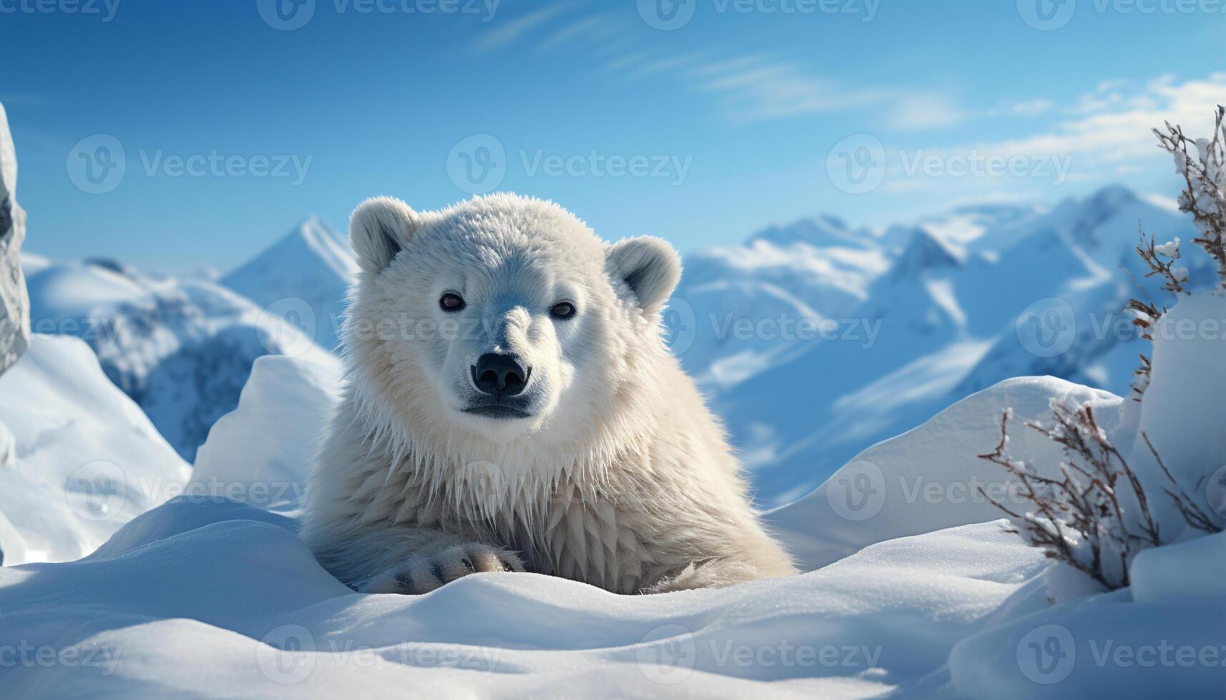 AI generated Majestic arctic dog in snowy landscape, looking cute and fluffy generated by AI photo