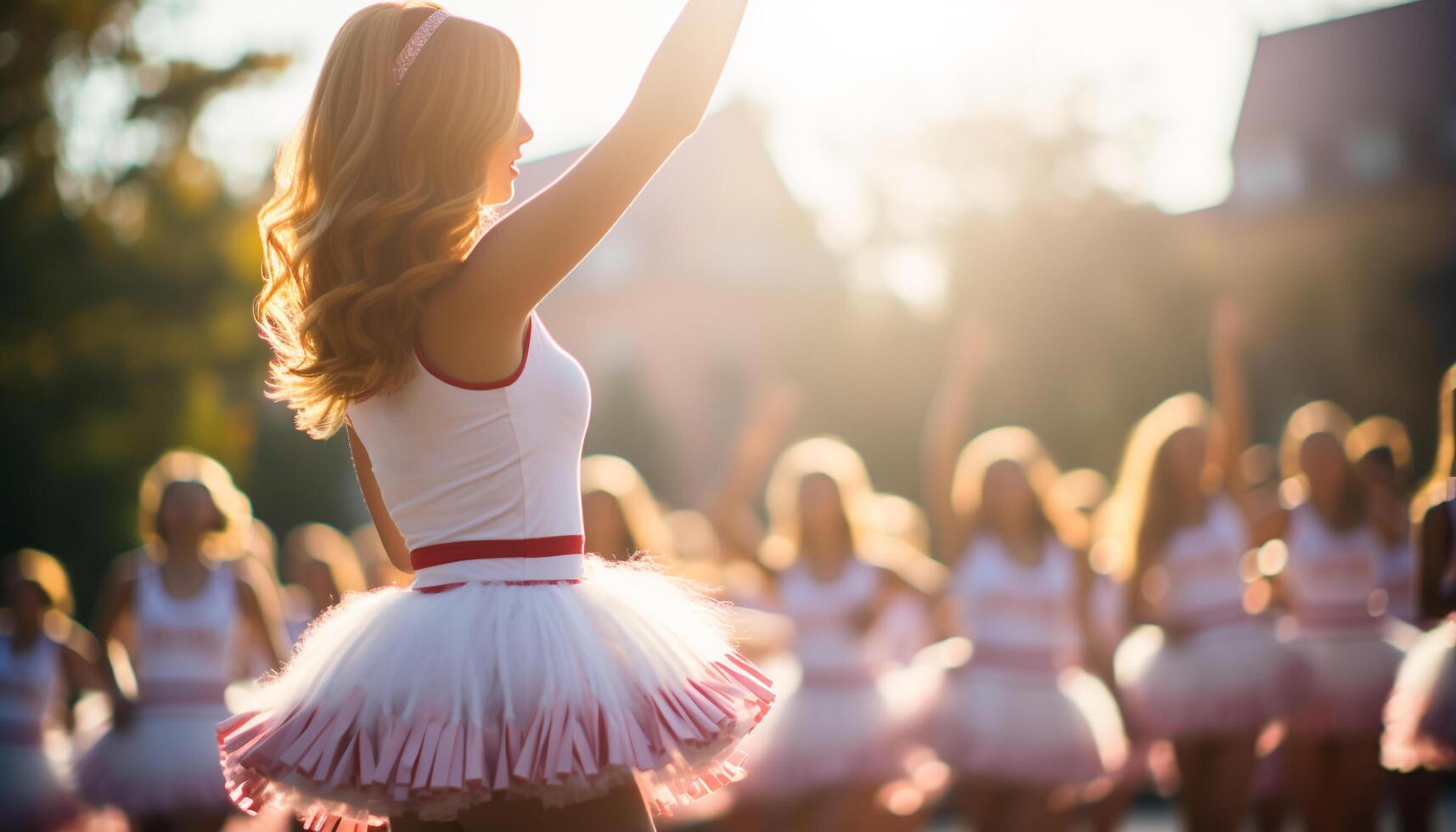 AI generated Young women dancing outdoors, smiling, enjoying the summer sunset generated by AI photo