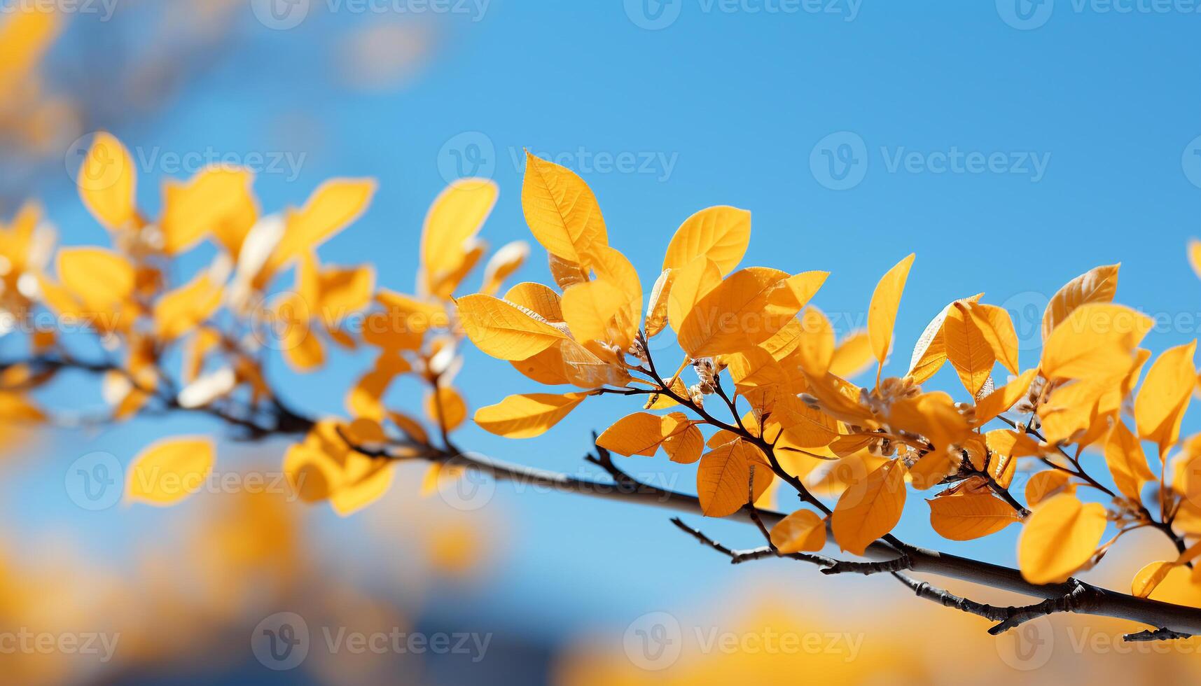 AI generated The vibrant autumn leaf on the tree showcases nature beauty generated by AI photo