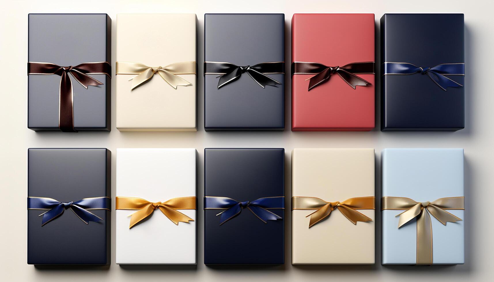 AI generated A shiny blue gift box with a tied bow generated by AI photo