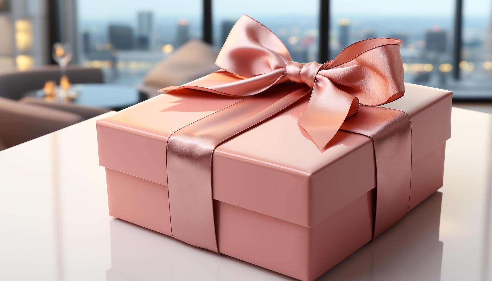 AI generated A wrapped gift box, love and celebration in one package generated by AI photo
