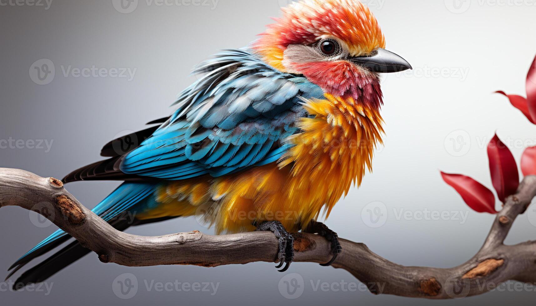 AI generated A cute macaw perching on a branch in a tropical forest generated by AI photo