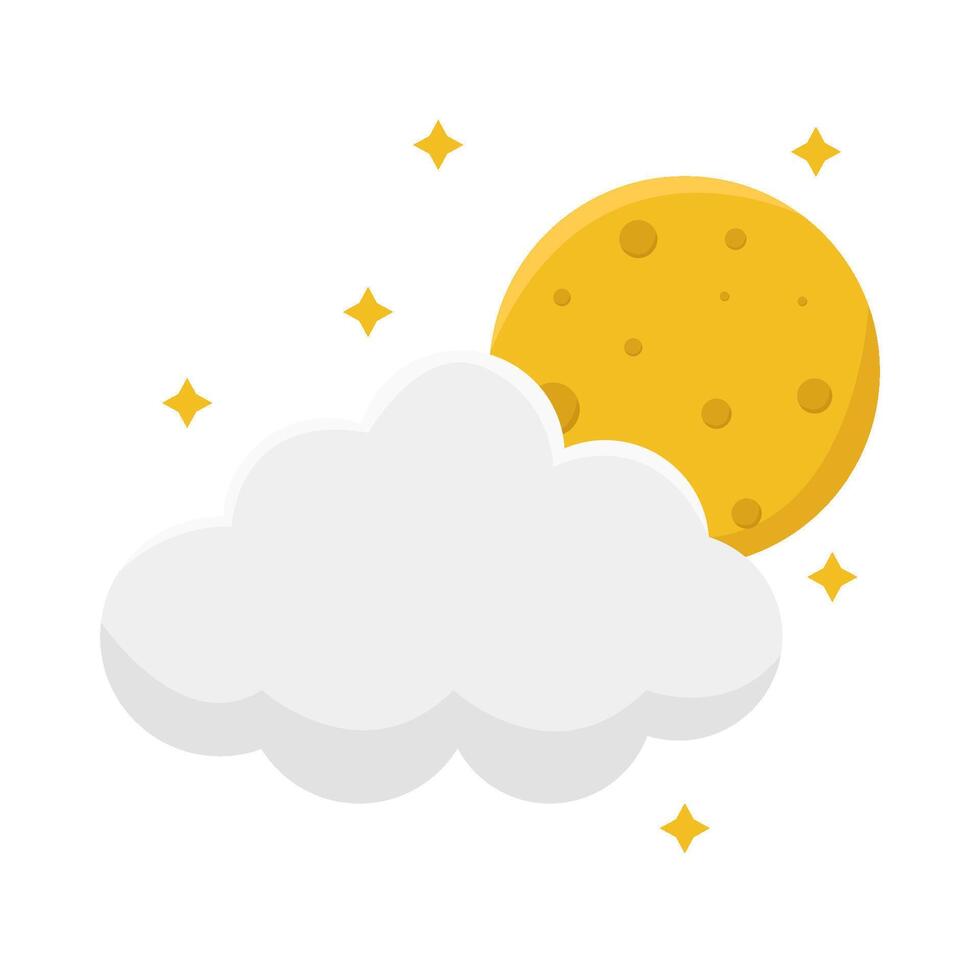 cloud moon with sparkle illustration vector