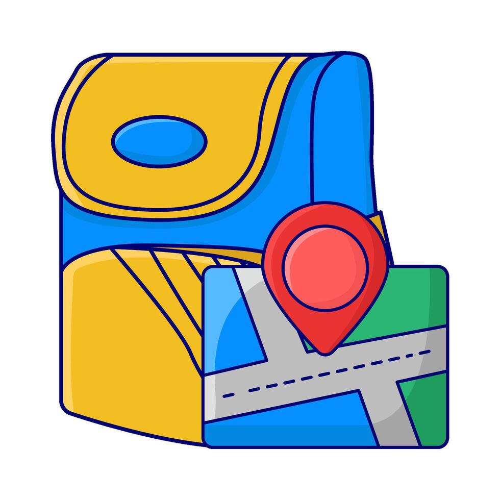 backpack school with maps illustration vector