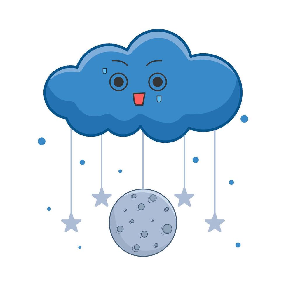 Luna con estrella colgando en nube ilustración vector