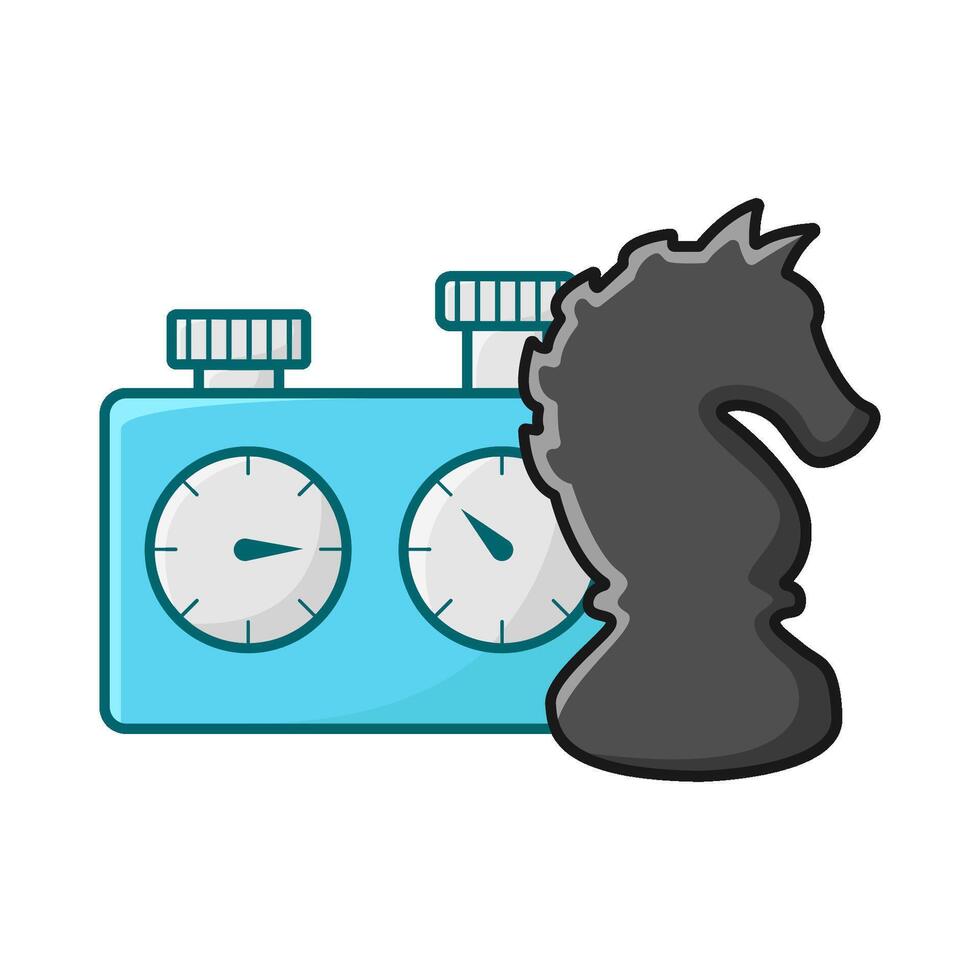 time with knight chess illustration vector