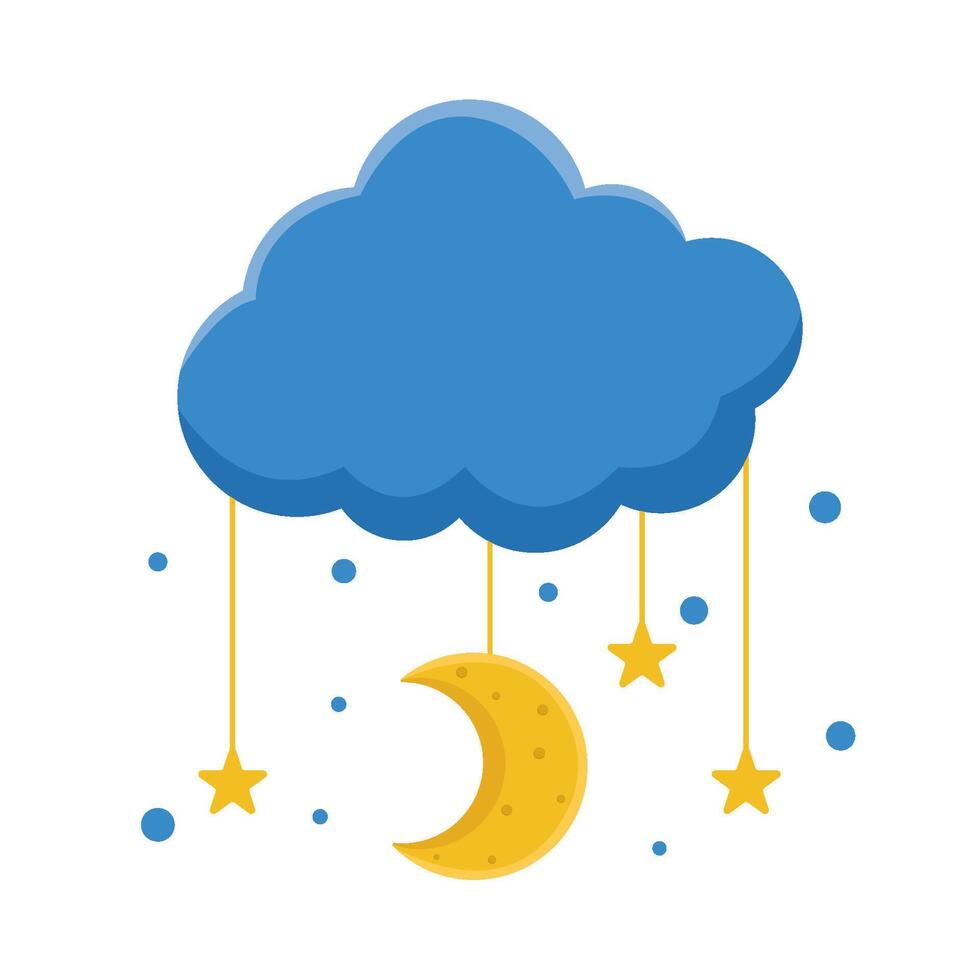 moon with star in cloud illustration vector