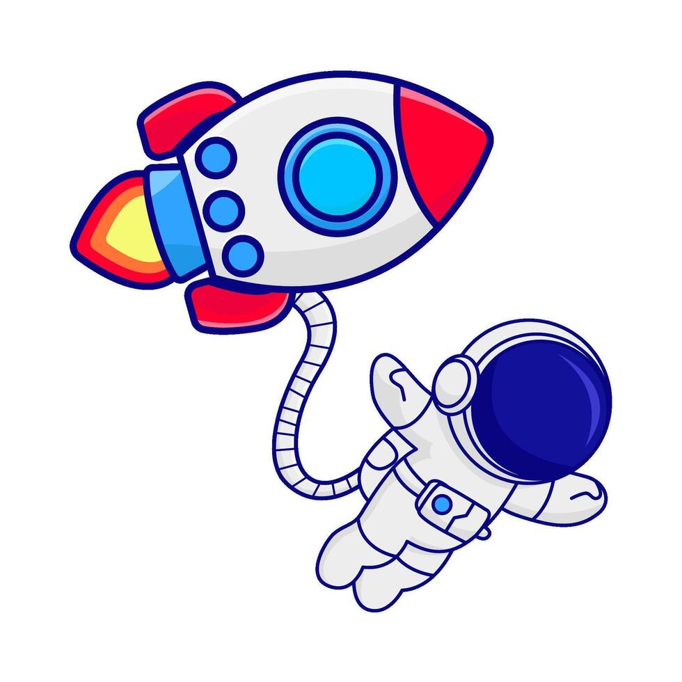 rocket with astronaut illustration vector