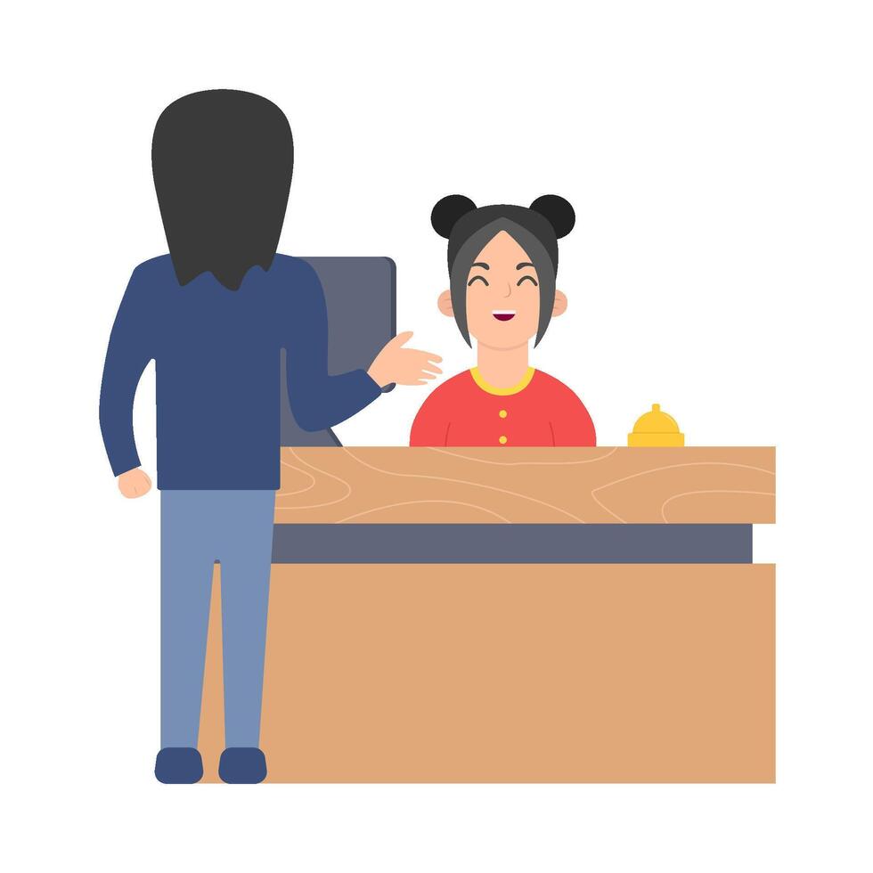 front desk in table work serve customers illustration vector