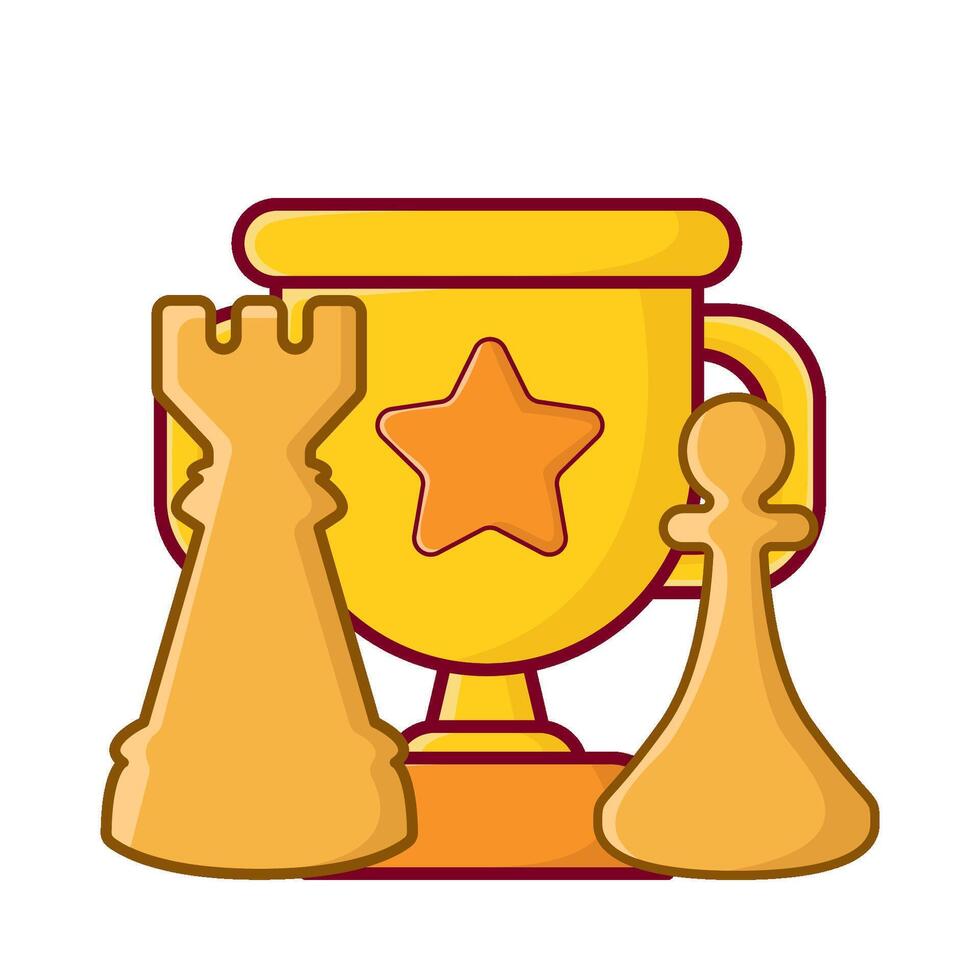 trophy, rook chess with pawn chess illustration vector