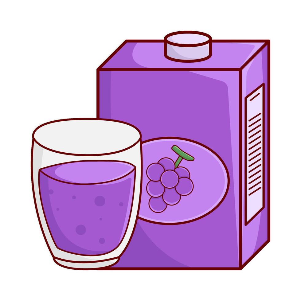 caja uva jugo con vaso uva jugo ilustración vector